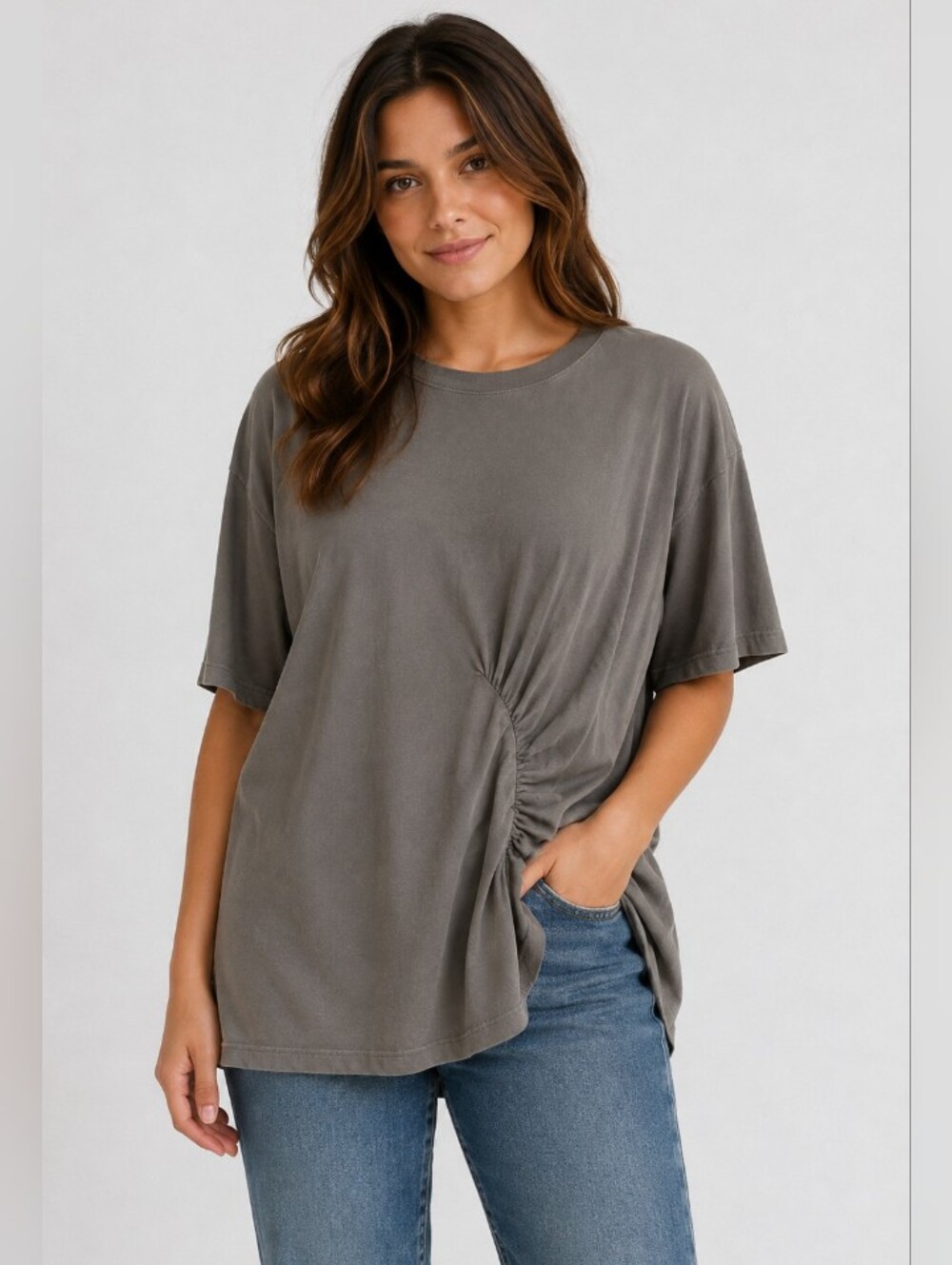 Out From Under Green Rouched Tee Size Small
